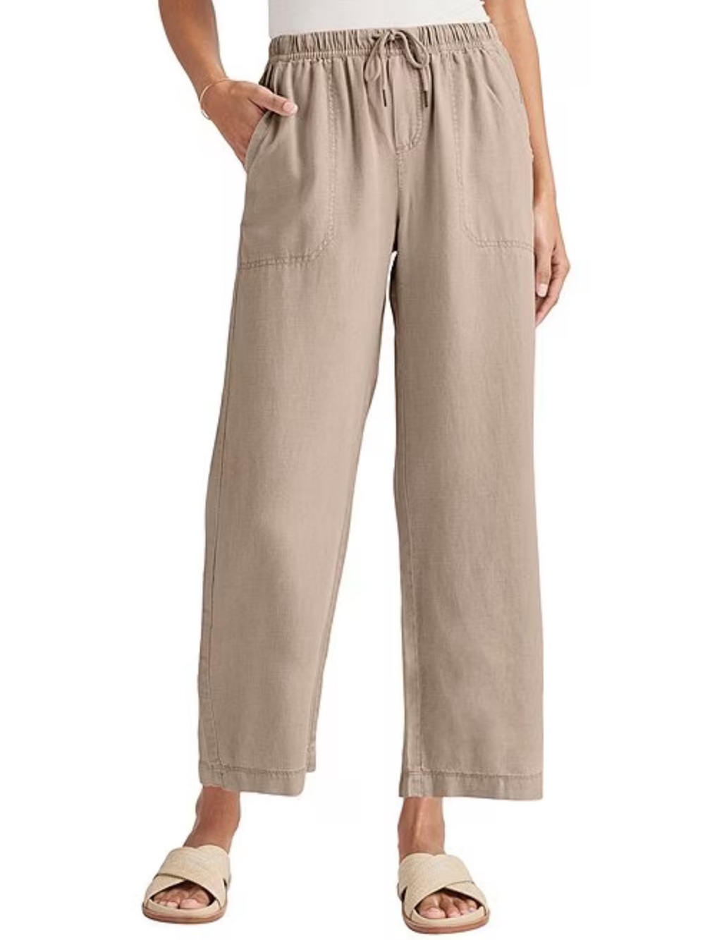 Splendid Angie Linen Blend Cropped Wide Leg Pants.